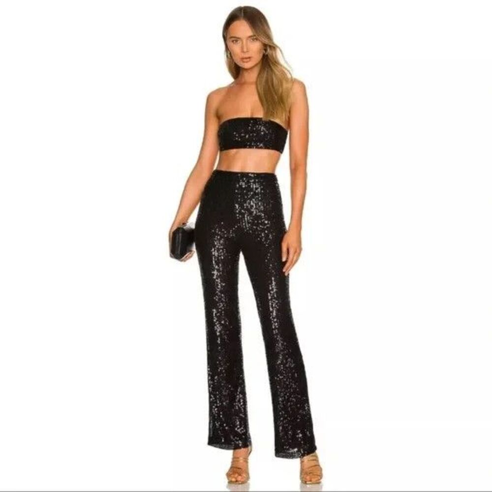 Camila Coelho Calvin Sequin Pant Black L Glam City Chic Club Modern Boho Party